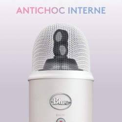 Microphone USB - Blue Yeti Premium - Pour Enregistrement, Streaming, Gaming, Podcast sur PC ou Mac - Blanc White Mist