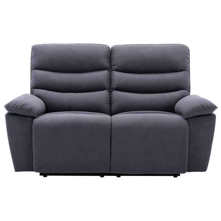 Canapé relax électrique 2 places - BLAKE - Tissu gris foncé - L 109