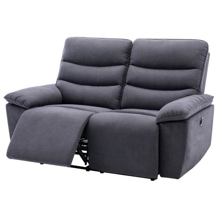 Canapé relax électrique 2 places - BLAKE - Tissu gris foncé - L 109