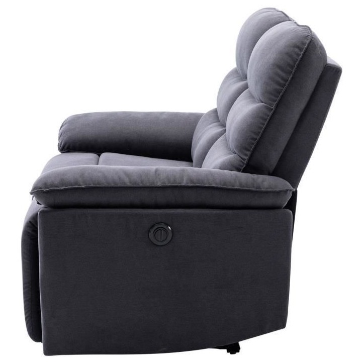 Canapé relax électrique 2 places - BLAKE - Tissu gris foncé - L 109