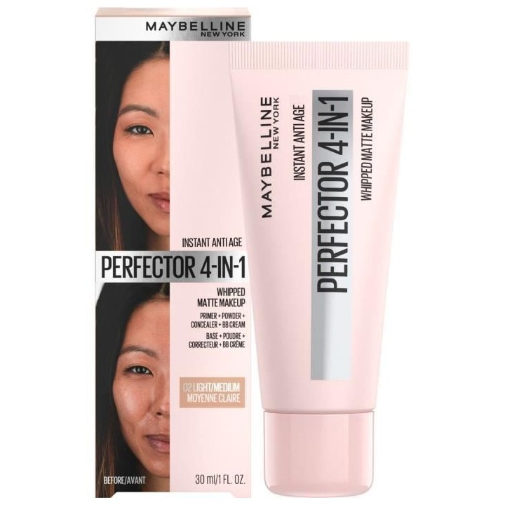 Perfecteur de teint matifiant 4-en-1 Mat MAYBELLINE NEW YORK - 02 Ligh
