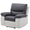 Fauteuil relax électrique - Tissu gris et simili blanc - DUSTIN