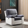 Fauteuil relax électrique - Tissu gris et simili blanc - DUSTIN