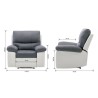 Fauteuil relax électrique - Tissu gris et simili blanc - DUSTIN