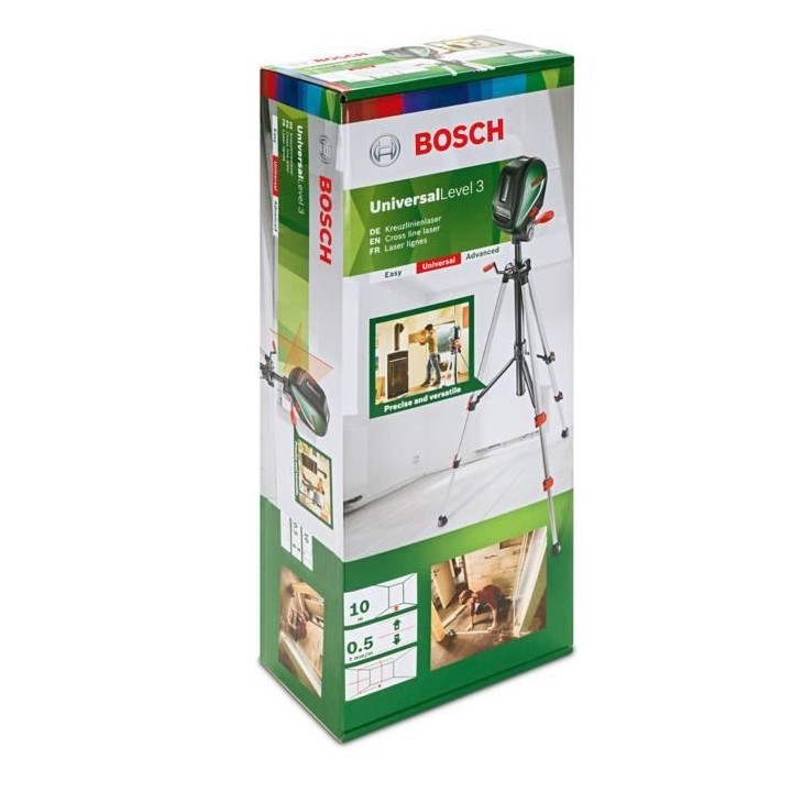 Laser lignes Bosch - UniversalLevel 3 (portée 10m, 3 lignes 1 point,
