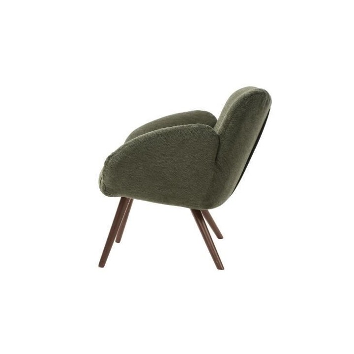 Fauteuil - Pieds bois - Tissu vert - L 50 x P 72 x H 85 cm - LANCASTER