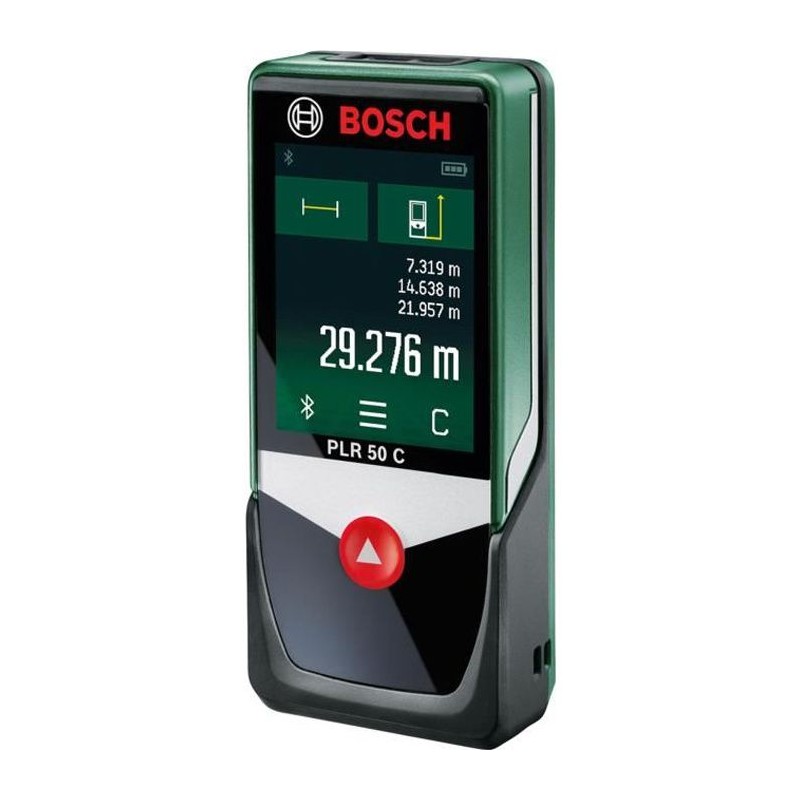 Télémetre laser numérique Bosch - PLR 50 C (Livré avec 3 batteries 1,5 V LR03, Dragonne, Housse de protection)