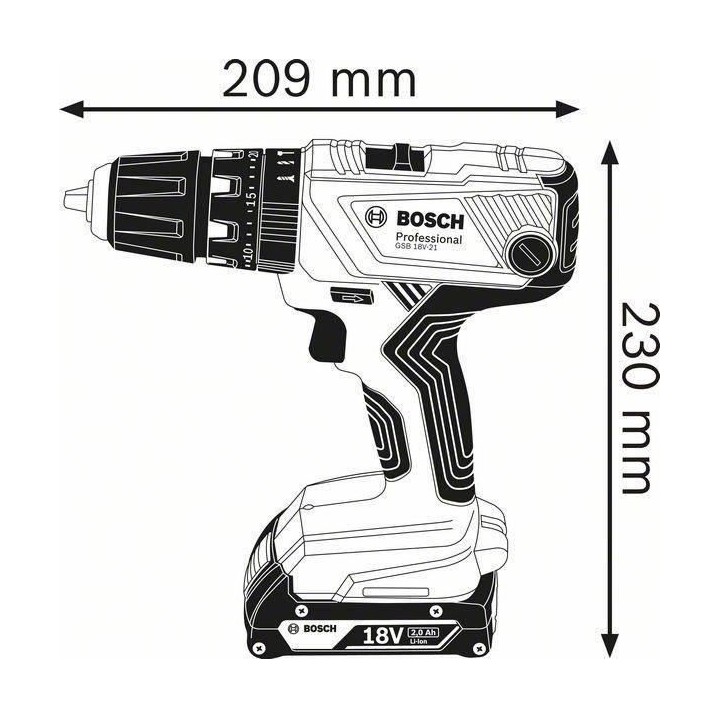 Perceuse a Percussion BOSCH PROFESSIONAL GSB 18V- 21 + 2 batteries 2,0