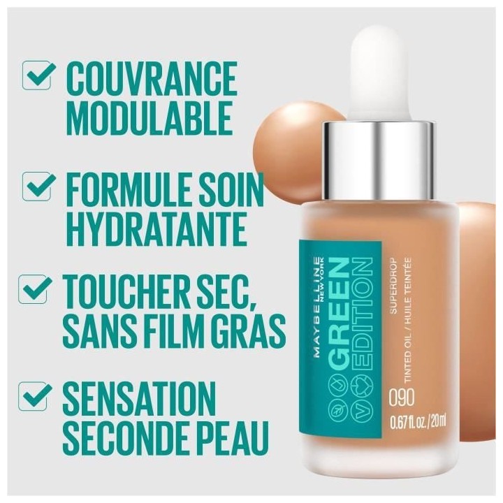 Huile Visage MAYBELLINE NEW YORK Green Edition Superdrop Teintée - 10