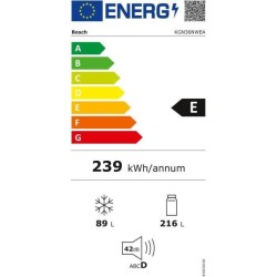 BOSCH KGN36NWEA - Réfrigérateur combiné - 302 L (215 + 87 L) - Froid no frost brassé - L 60 x H 186 cm - Blanc