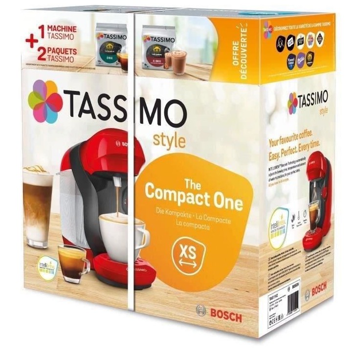 1 machine a multi-boissons Tassimo BOSCH - STYLE TAS1103 rouge + 2 pac