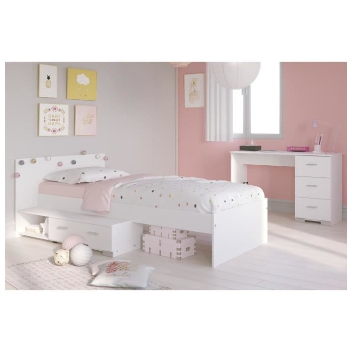 PARISOT Chambre enfant complete 2 pieces - Lit + bureau - Style essent