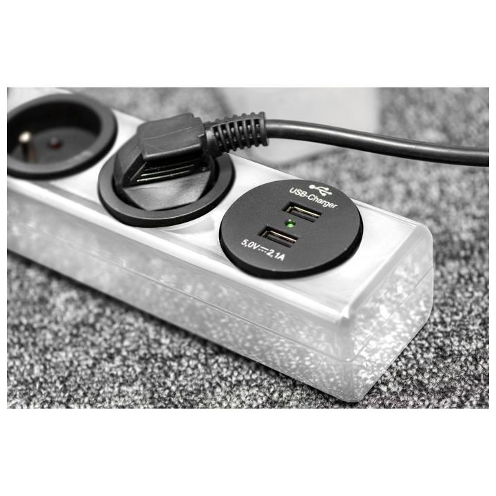 Brennenstuhl Multiprise hugo! Blanche - 3 prises + 2 prises USB - avec