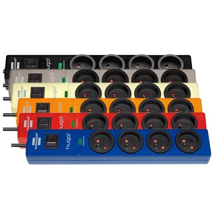 Brennenstuhl Multiprise hugo! Noire, 4 prises, avec parasurtenseur et