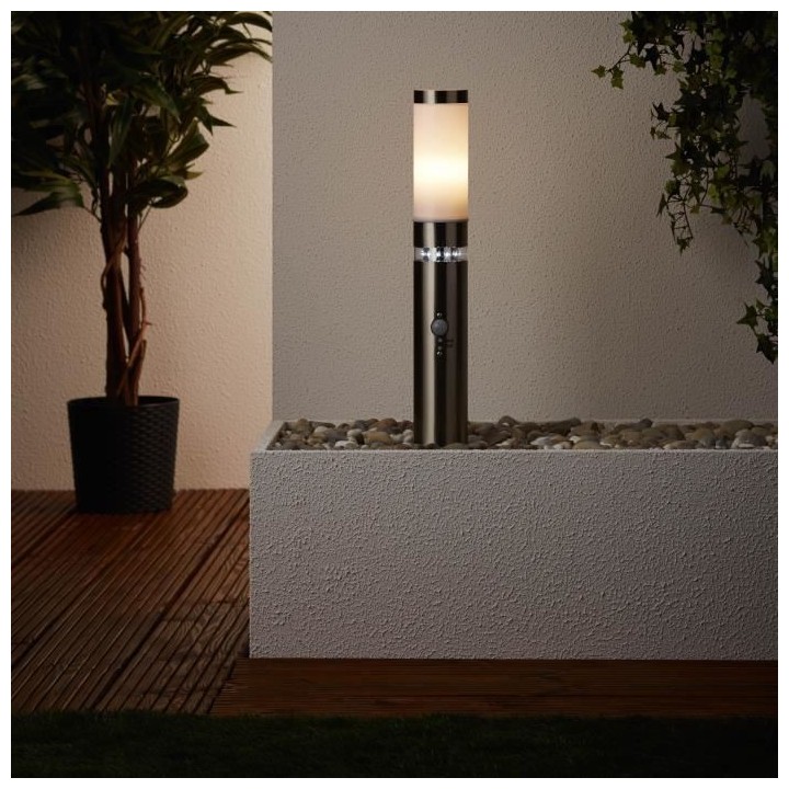 Borne avec détecteur BOLE couleur Acier led intégré