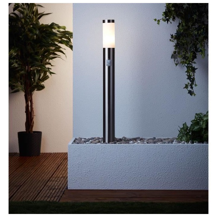 Potelet avec détecteur BOLE couleur Acier led intégré