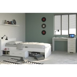 PARISOT Chambre enfant complete 2 pieces - Lit + bureau - Style essentiel - Décor blanc - COSMOS