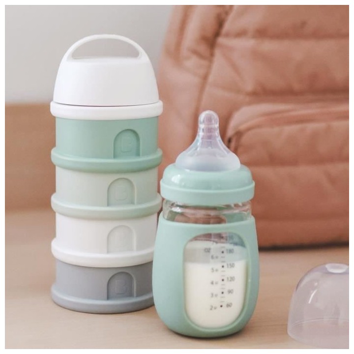 BEABA, Boîte doseuse, 4 compartiments, cotton white / sage green
