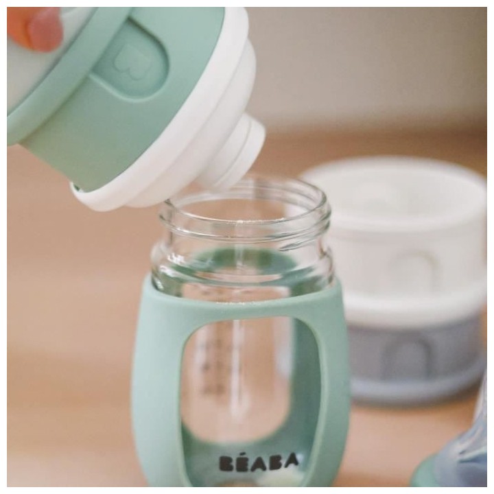 BEABA, Boîte doseuse, 4 compartiments, cotton white / sage green