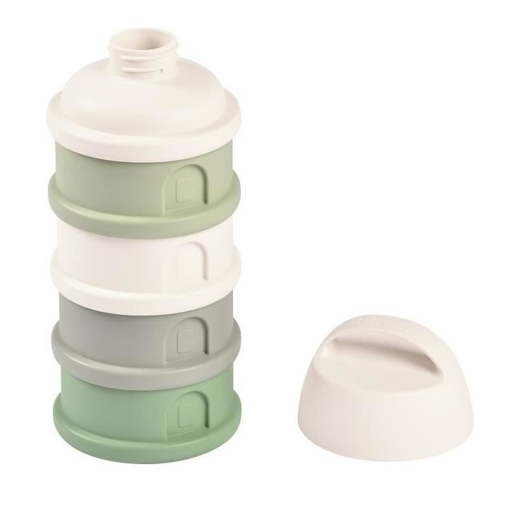 BEABA, Boîte doseuse, 4 compartiments, cotton white / sage green
