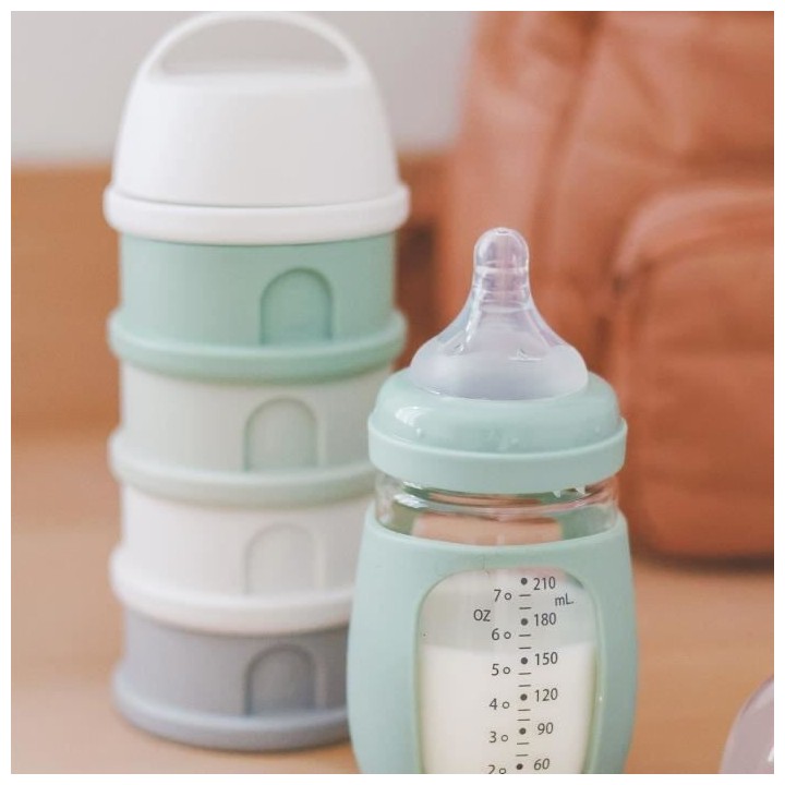 BEABA, Boîte doseuse, 4 compartiments, cotton white / sage green