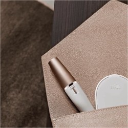 Braun FaceSpa 851V 3-En-1 Épilateur Électrique Femme Visage et Épilation Blanc/Bronze, Brosse Nettoyante, Épilation, Nettoy