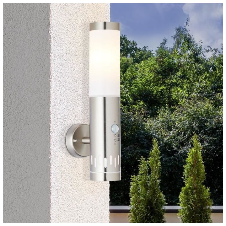 Applique extérieure avec détecteur LEIGH couleur acier led intégré