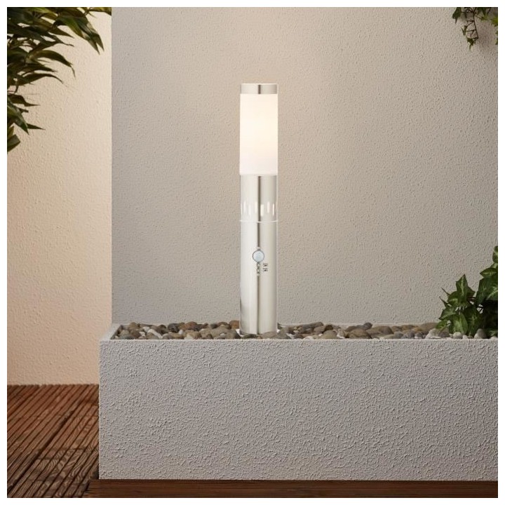 Borne extérieure avec détecteur LEIGH couleur acier led intégré