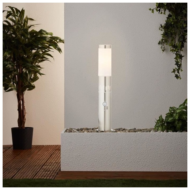 Borne extérieure avec détecteur LEIGH couleur acier led intégré