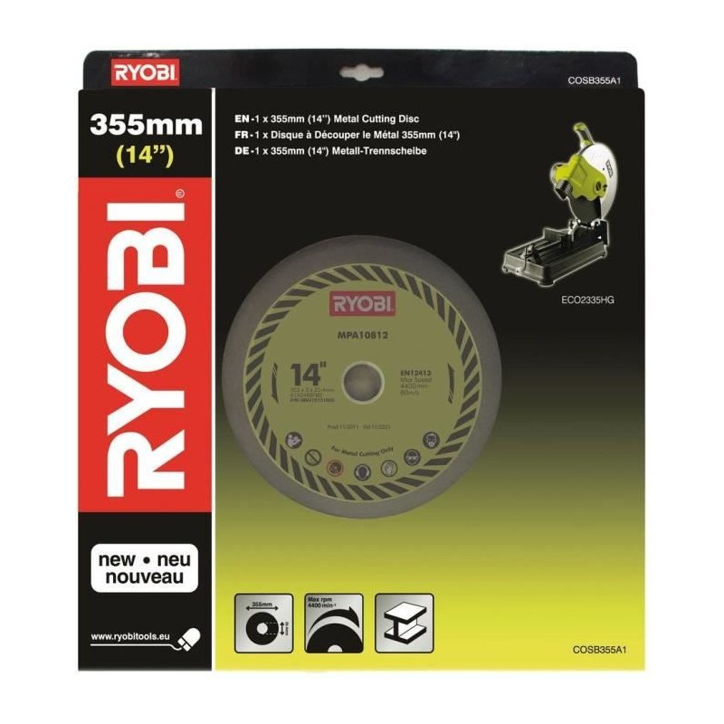 RYOBI Disque a tronçonner le métal 355mm