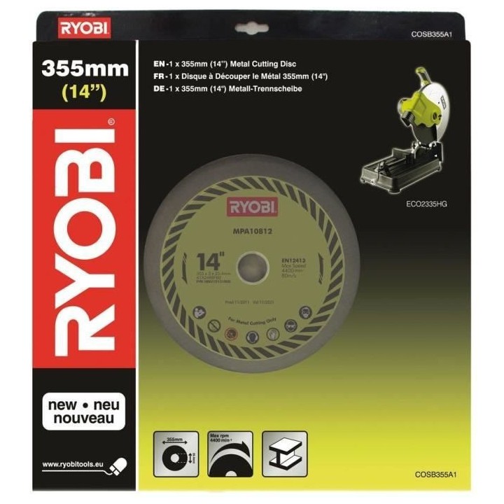 RYOBI Disque a tronçonner le métal 355mm