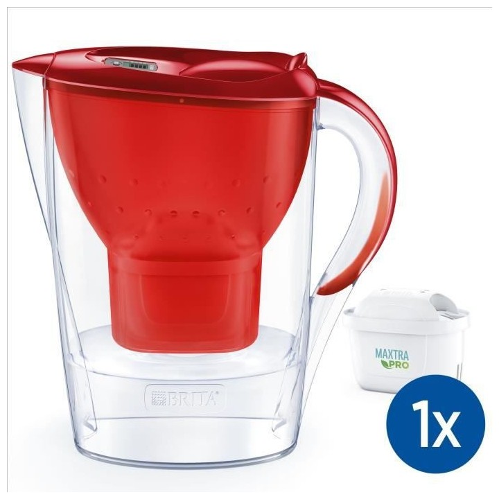 BRITA Carafe filtrante Marella rouge (2,4L) inclus 1 cartouche filtran