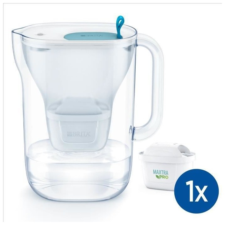 BRITA Carafe filtrante Style bleue (2,4L) inclus 1 cartouche filtrante