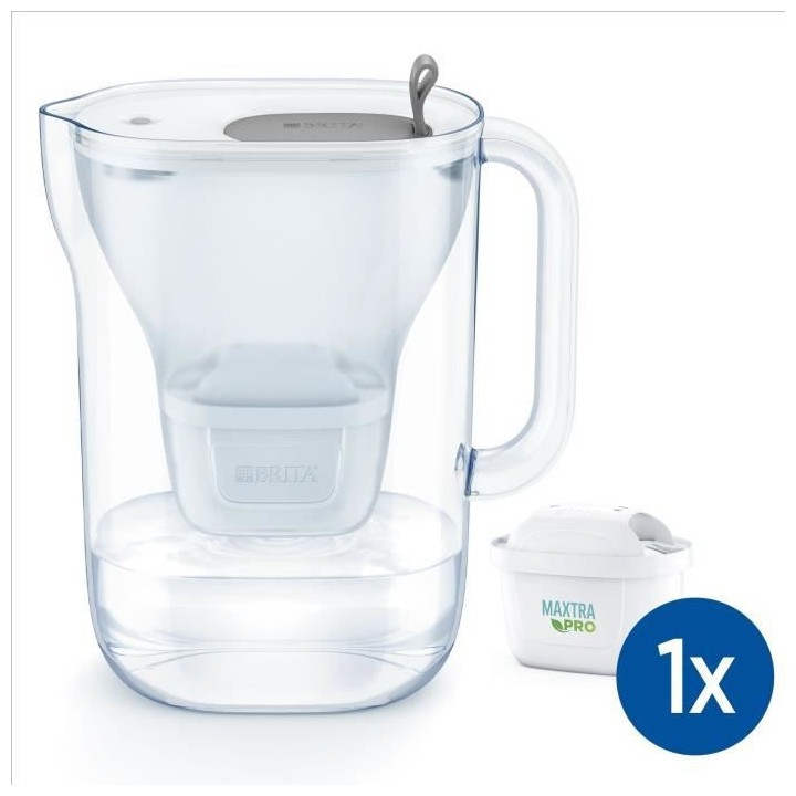 BRITA Carafe filtrante Style grise (2,4L) inclus 1 cartouche MAXTRA PR