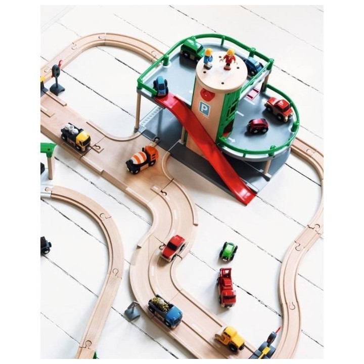 Brio World Garage Rail / Route - 3 niveaux - Accessoire pour circuit d