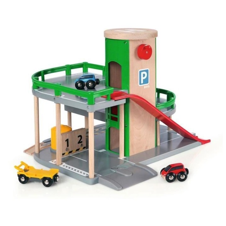 Brio World Garage Rail / Route - 3 niveaux - Accessoire pour circuit d