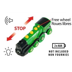 Brio World Locomotive Verte Puissante a piles - Accessoire son & lumiere Circuit de train en bois - Ravensburger - Des 3 ans - 3