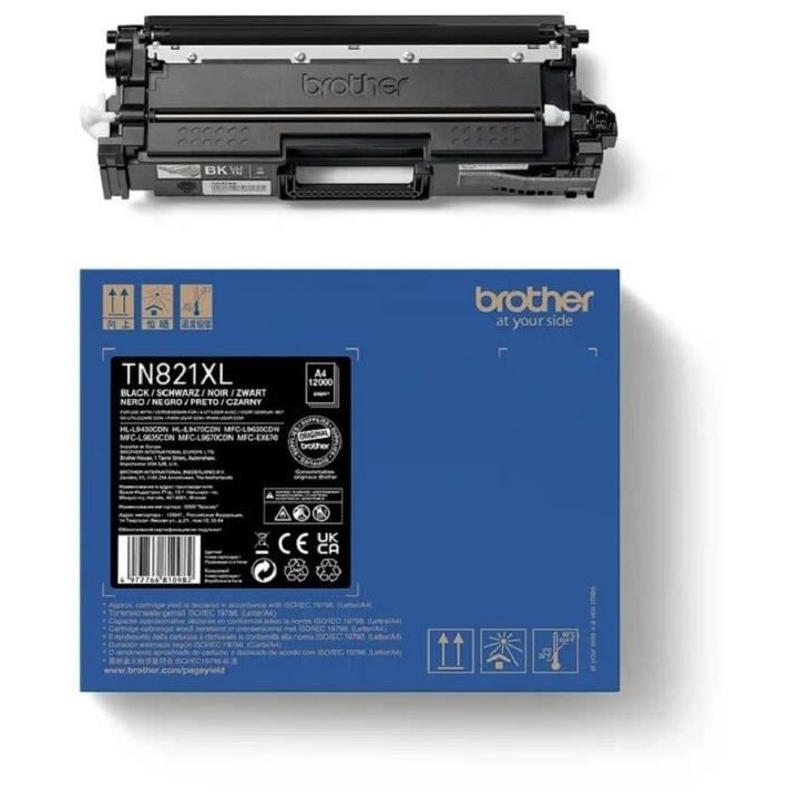 Toner noir - BROTHER - TN821XLBK - 12 000 pages
