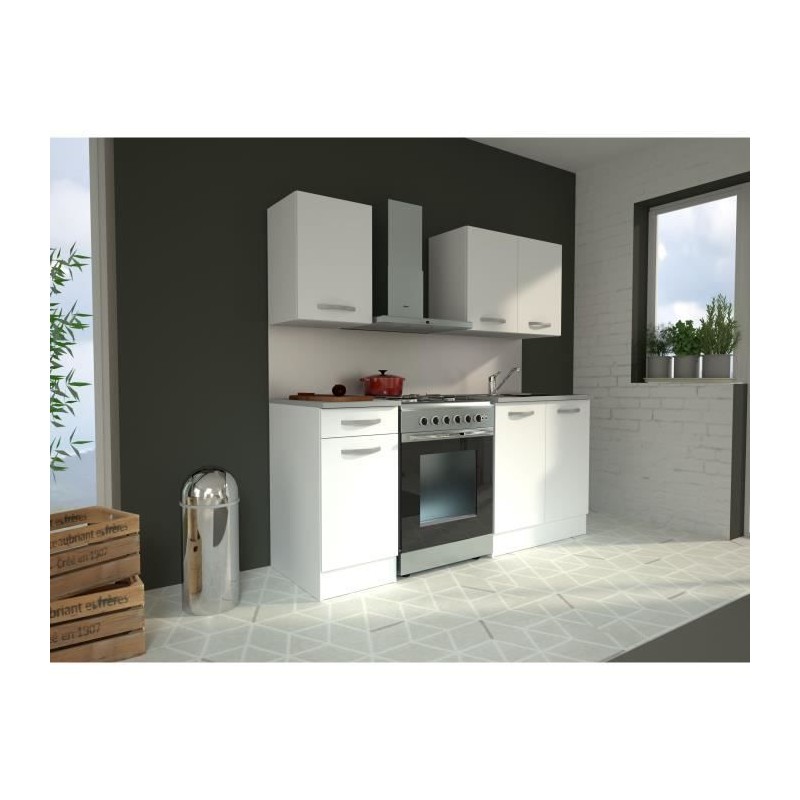 Cuisine complete OSLO - L 180cm - Blanc Mat - Plan de travail inclus