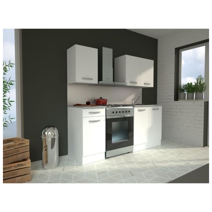 Cuisine complete OSLO - L 180cm - Blanc Mat - Plan de travail inclus