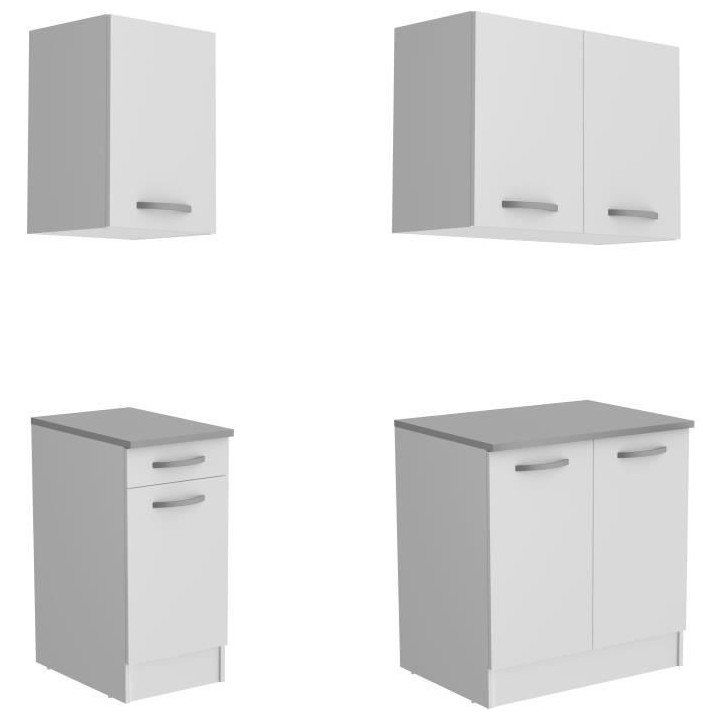 Cuisine complete OSLO - L 180cm - Blanc Mat - Plan de travail inclus