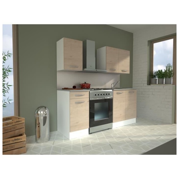 Cuisine complete OSLO - L 180cm - Chene - Plan de travail inclus