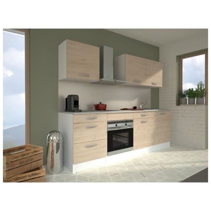 Cuisine complete OSLO - L 240cm - Chene - Plan de travail inclus