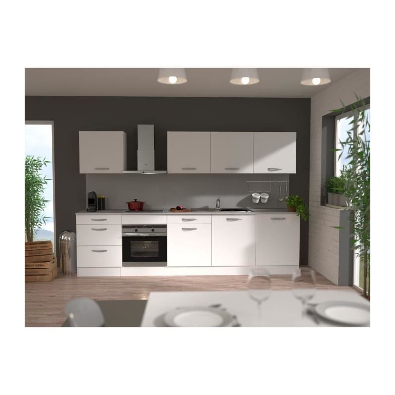 Cuisine complete OSLO - 300cm - Blanc - Plan de travail inclus