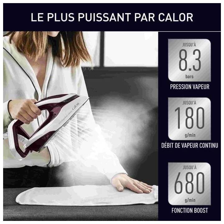 CALOR GV9810C0 Pro Express Vision Centrale vapeur, Lumiere Smart LED,