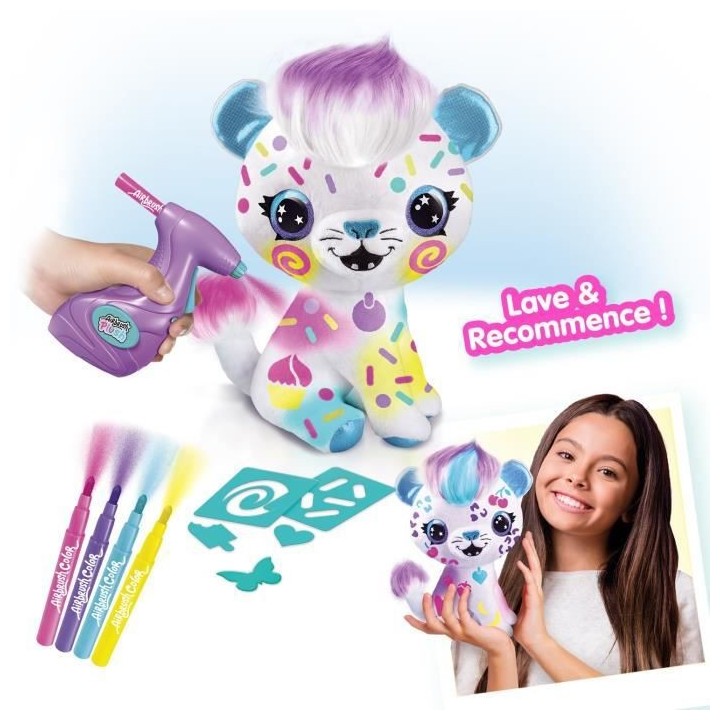 Peluche Airbrush Chat a personnaliser - Peluche spray art avec feutres