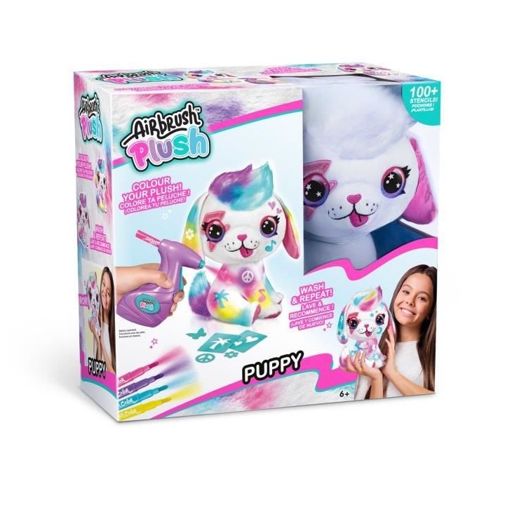 Peluche Airbrush Chiot a personnaliser - Peluche spray art avec feutre