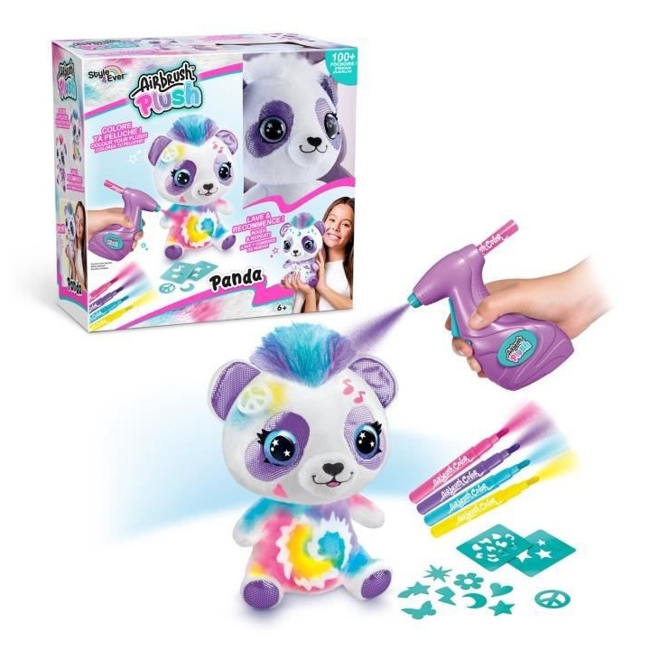 Peluche Airbrush Panda a personnaliser - Peluche spray art avec feutre