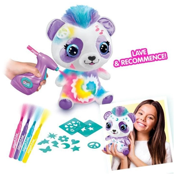 Peluche Airbrush Panda a personnaliser - Peluche spray art avec feutre