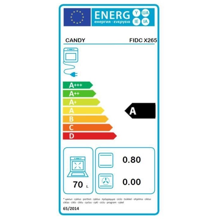 Four catalyse encastrable - convection naturelle CANDY FIDC X265 - Noi